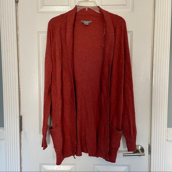 Natural Reflections Rust Red Open Knit Cardigan - Picture 1 of 3